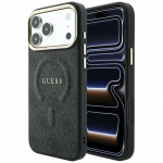 Dėklas Guess PU Leather 4G Gold Frame Embossed MagSafe Apple iPhone 18 Pro juodas