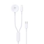 USB kabelis Dudao A12MAX-2in1 USB-C to iWatch/Lightning 20W 1.2m baltas
