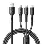 USB kabelis Joyroom S-A61 USB-A to USB-C/Lightning/MicroUSB 3.5A 1.2m juodas