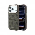 Dėklas Guess PU Leather 4G Gold Frame MagSafe Apple iPhone 18 Pro rudas