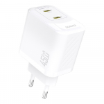 Įkroviklis Dudao A28P GaN 45W 2xUSB-C baltas
