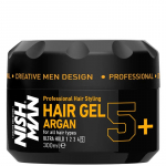 Nishman Hair Styling Argan 5+ Ultra Hold Gel - ypač stiprios fiksacijos plaukų formavimo gelis su gumos efektu, 300 ml