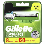 Gillette Mach 3 Sensitive - keičiamosios skutimosi galvutės, 8 vnt.