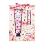 Accentra Cherry Blossom Essential Botanics Set - rankų ir nagų kremo bei lūpų balzamo rinkinys