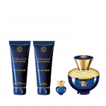 Versace Dylan Blue pour Femme EDP Gift Set - rinkinys - EDP 100 ml, kūno losjonas 100 ml, du&scaron;o želė 100 ml ir mini EDP 5 ml