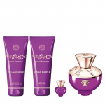 Versace Dylan Purple Gift Set - dovanų rinkinys - EDP 100 ml, du&scaron;o želė 100 ml, kūno losjonas 100 ml ir mini EDP 5 ml