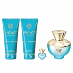 Versace Dylan Turquoise pour Femme EDT Gift Set - rinkinys - EDT 100 ml, du&scaron;o želė 100 ml, kūno losjonas 100 ml ir mini EDT 5 ml