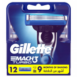 Gillette Mach 3 Turbo - keičiami skutimosi peiliukai, 12 vnt.