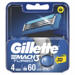 Gillette Mach 3 Turbo - atsarginės galvutės, 4 vnt.