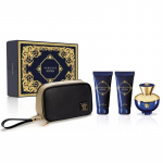 Versace Dylan Blue pour Femme rinkinys EDP 100 ml, kūno losjonas 100 ml, du&scaron;o želė 100 ml ir kosmetinė moterims