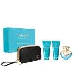 Versace Dylan Turquoise pour Femme rinkinys - EDT 100 ml, kūno losijonas 100 ml, du&scaron;o želė 100 ml ir kosmetinė