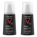 Vichy Homme 24H Ultra-Refreshing Deodorant - gaivus pur&scaron;kiamas dezodorantas vyrams, 2 x 100 ml