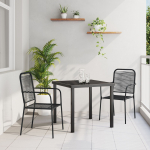 vidaXL Zestaw 3-częściowy do jadalni ogrodowej Black Bawełniany sznur i stal | 3379156 | 8721288640833