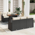 6-częściowy zestaw sof ogrodowych z poduszkami, Black rattan PE | 3358133 | 8721288383365