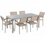 Beliani Dārza komplekts ar pelēku granīta galdu un 6 beige krēsliem GROSSETO | 35877 | 4260580923878