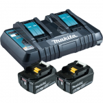 Makita komplektas energijos &scaron;altiniui 18V 6Ah (Black, 2x akumuliatorius BL1860B, 1x įkroviklis DC18RD) | 199484-8 | 0088381537148