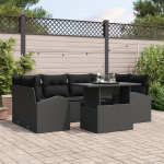 vidaXL 7-częściowy zestaw sof ogrodowych z poduszkami Black Polirattan | 3348579 | 8721158986931