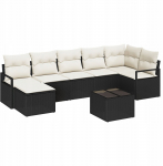 Zestaw 7-elementowy sofy ogrodowej vidaXL z poduszkami brązowy polirattan, Zestaw 2-osobowy sofy ogrodowej vidaXL ze schowkiem i poduszkami Black polirattan | 3355146 | 8721288354174