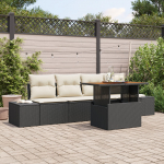 vidaXL Zestaw sof ogrodowych 5-częściowy z poduszkami Black polirattan | 3358630 | 8721288388339