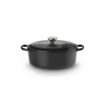 Ketaus puodas ovalus 27 cm / 4,1 l matinės juodos spalvos | 21178270000430 | 0024147261773