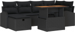 vidaXL 7 dalių lauko sofa su pagalvėlėmis Black poli ratanas, 2 vietų lauko sofa su daiktadėže ir pagalvėlėmis Black poli ratanas | 3361303 | 8721288414229