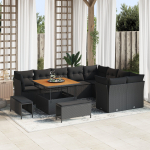 Zestaw sof ogrodowych vidaXL 12-częściowy z poduszkami Black Poli Rattan Akacja, Zestaw do jadalni ogrodowej vidaXL 3-częściowy z poduszkami Black Poli Rattan Akacja | 3361514 | 8721288416339