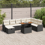 vidaXL Zestaw ogrodowy 9-częściowy z poduszkami Black Polirattan, vidaXL Sofa ogrodowa 2-osobowa z poduszkami Black Polirattan | 3359953 | 8721288401564