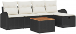 vidaXL Zestaw Sofy Ogrodowej 6 Części z Poduszkami Black Polirattan, vidaXL Sofa Ogrodowa na 2 Osoby z Przechowalnią i Poduszkami Black Polirattan | 3360834 | 8721288409539
