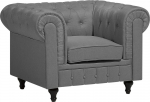Beliani Fotel duży jasnoszary CHESTERFIELD | 105180 | 4260624114231
