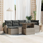 Zestaw sof ogrodowych vidaXL 7-elementowy z poduszkami Gray Polirattan, Sofa ogrodowa vidaXL 2-osobowa z przechowalnią i poduszkami Gray Polirattan | 3357412 | 8721288376152