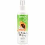 Tropiclean Papaya Mist Deodorizing Pet Spray - dezodoruojantis preparatas &scaron;unų ir kačių kailiui gaivinti, su papajos kvapu.