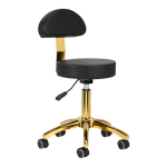 Activ AM - 304G Gold Black - auksinė kirpimo kėdė/taburetė su reguliuojamu auk&scaron;čiu, nuimama atlo&scaron;u, juoda