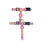 Dashi Donut kačių pakinktai + pavadėlis - kačių pakinktų ir pavadėlio komplektas, su spurgų ra&scaron;tu