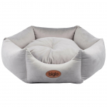 Biglo Velur Love Light Grey - eleganti&scaron;ka veliūrinė lova &scaron;unims ir katėms, &scaron;viesiai pilkas &scaron;e&scaron;iakampis