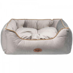 Biglo Velur Love Lux Light Grey - veliūrinė lova &scaron;unims ir katėms, su &scaron;viesiai pilku apvadu