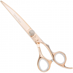 Geib Crystal Gold lenktos žirklės - profesionalios kirpimo žirklės, pagamintos i&scaron; japoni&scaron;ko nerūdijančio plieno, lenktos