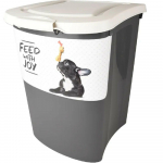 Flamingo Pria Maisto Barelė 38L - &scaron;unų maisto konteineris, su ratukais, su matavimo puodeliu