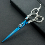 Excalibur Shears Blue Poseidon - auk&scaron;tos kokybės tiesios žirklės, eleganti&scaron;kai dekoruotos