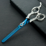 Excalibur Shears Poseidon Blue Thinner - eleganti&scaron;kai dekoruotos vienpusės retinimo žirklės, 32 dantys