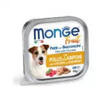 &Scaron;lapias maistas &scaron;unims | Monge Fruit pa&scaron;tetas su vi&scaron;tiena ir avietėmis, 100 g