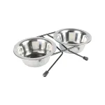 Dubenėlis | Trixie dubenėlių rinkinys su metaliniu stovu, 2 &times; 0,2 l, &oslash; 11 cm, 24 &times; 6 &times; 14 cm