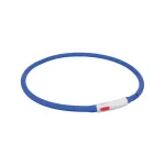 Antkaklis gyvūnams | Trixie Flash &scaron;viečiantis LED antkaklis su USB, silikoninis, XS&ndash;XL, 70 cm / 10 mm, mėlynas