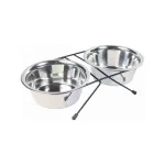 Dubenėlis | Trixie dubenėlių rinkinys su metaliniu stovu, nerūdijantis plienas, 2 &times; 0,75 l, &oslash; 17 cm