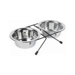 Dubenėlis | Trixie dubenėlių komplektas su stovu, nerūdijantis plienas/metalas, 2 &times; 0,45 l, &oslash; 13 cm