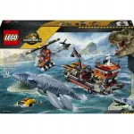 LEGO Jurassic World 77983 Mozazauro ataka prie&scaron; valtį &ndash; dinozauras, valtis, sraigtasparnis