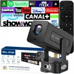 Ne&scaron;iojamasis &bdquo;BLOW&ldquo; projektorius &bdquo;Android Smart TV&ldquo; su &bdquo;Wi-Fi&ldquo;, juodas, 720p, su garsiakalbiu