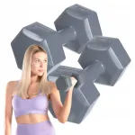 &bdquo;DrFit&ldquo; &scaron;e&scaron;iakampių fitneso hantelių rinkinys, 2 &times; 4 kg, pilki