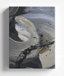 Abstraktus paveikslas ant drobės 60 &times; 80 cm, akvarelės dėmės, pilkas, C036