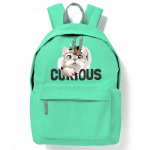 Mėtų spalvos mokyklinė kuprinė &bdquo;Curious Cat&ldquo;