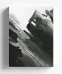 Abstraktus paveikslas ant drobės 60 &times; 80 cm, juodos, baltos ir pilkos spalvų, minimalistinis, C040